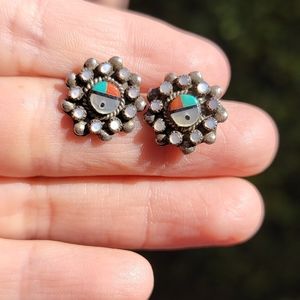 Zuni Sunface Pierce Earrings